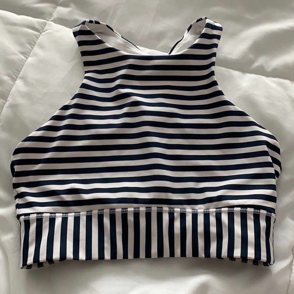Navy blue and white Athleta sports bra XXS